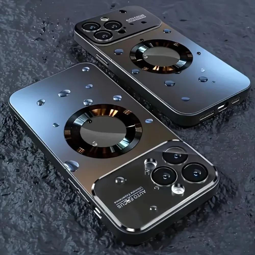 New Titanium Metallic Matte Case For iPhone 17 Air 16 15 14 Plus 13 12 11 17 Pro Max For Magsafe Glass Lens Camera Protect Cover
