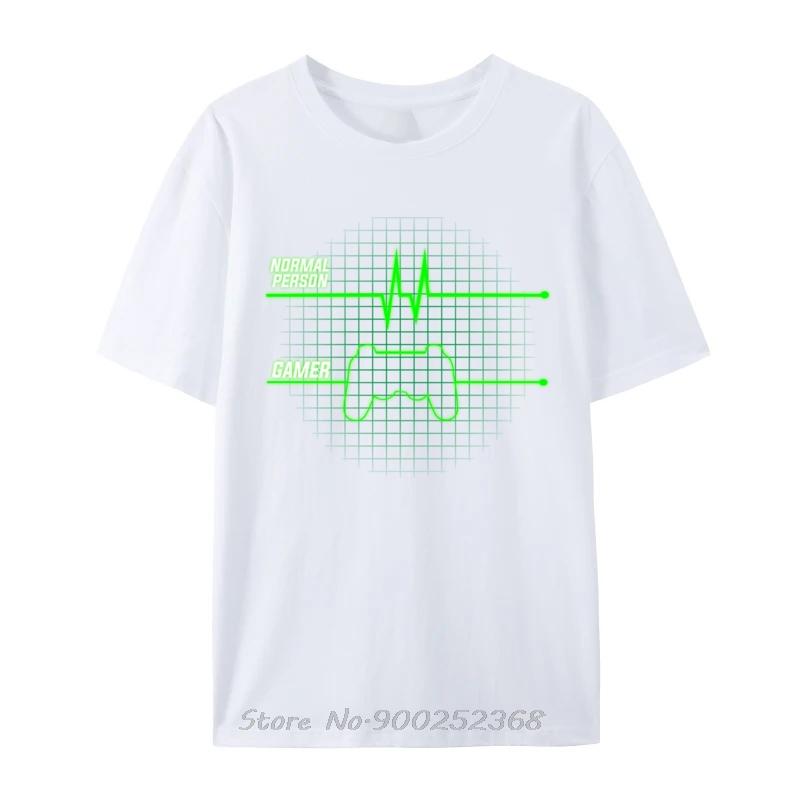 Difference Of Normal Person And Gamer Is Heartbeat Design Normal Men TShirt Summer Cotton Tshirt Men Oversized T Shirt Tees S