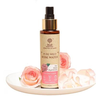 Khadi Essentials Luxuriöses ayurvedisches Pure Rose Face Mist, ein Gesichtswasser aus Rosenöl und gereinigtem Wasser, perfekt für trockene Haut, 100 ml