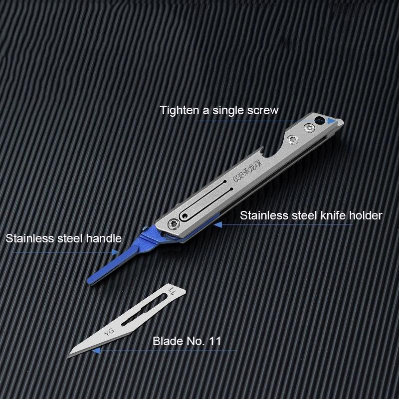 Stainless Steel Fast Open Scalpel MINI Folding Knife Outdoor Survival Camping Portable EDC Tool 10 Blade Free Bottle Opener