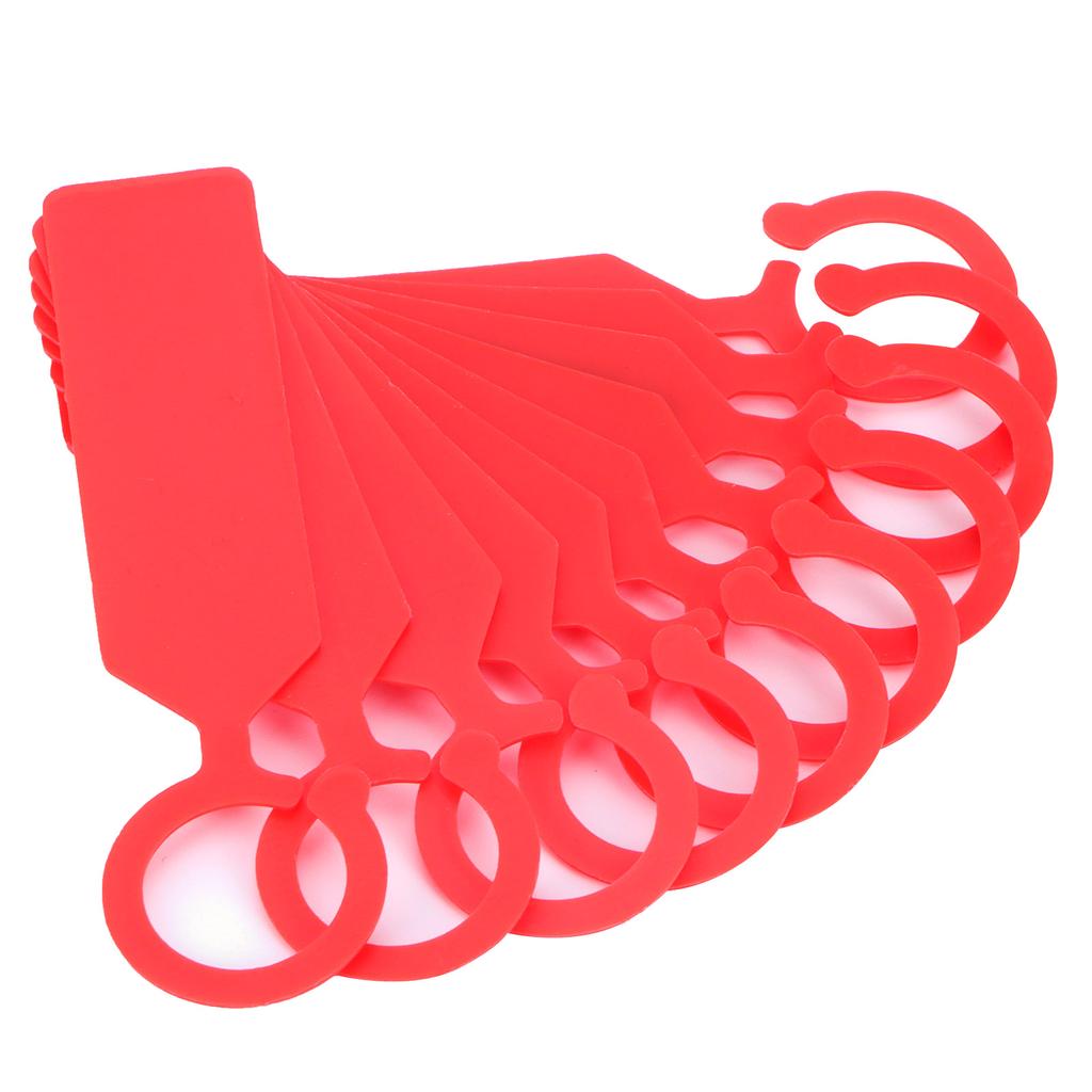 100 ks visaček na rostliny, stromy, závěsné květinové štítky, cedule, zahradnické příslušenství 11x2,4 cm, červené