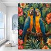 Vibrant Tropical Parrot Bath Curtain - Colorful Birds & Exotic Flowers, Waterproof Home Decor Adds Jungle Charm to Your Bathroom