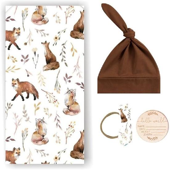 Baby Swaddle Set Newborn Hat Headband Beanie Swaddling Blanket Newborn Infant Swaddle Hat Baby Blankets for Baby Girl Boy