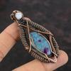 Ruby In Blue Kyanite Copper Pendant Wire Wrapped Pendant Gemstone Copper Jewelry Moonstone Handmade Pendant Wire Wrap Jewelry Gift For Him