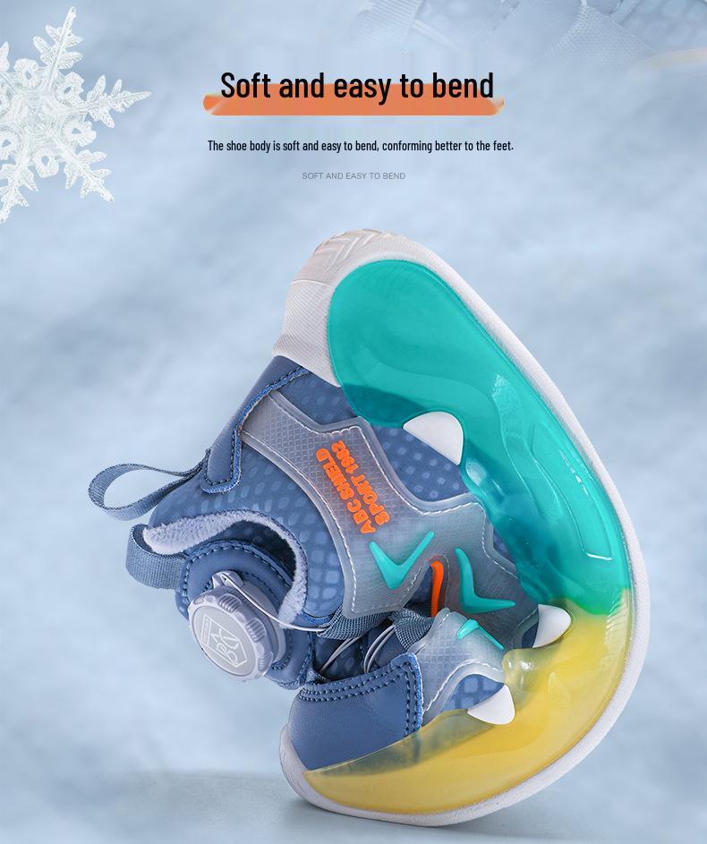 Girls' Cotton Winter Sports Shoes with Velvet Lining | 2025 Style | Medium & Large Sizes | Rotary Buckle | Warm Running Dad Sneakers