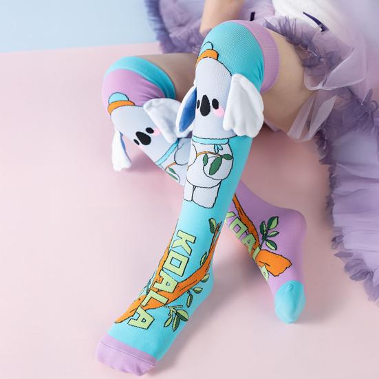 Kolorowe skarpetki dziecięce ze zwierzętami, urocze skarpetki za kolano ze zwierzętami z uszami 3D, śmieszne podkolanówki dla chłopców i dziewcząt w wieku 3-12 lat, prezenty świąteczne