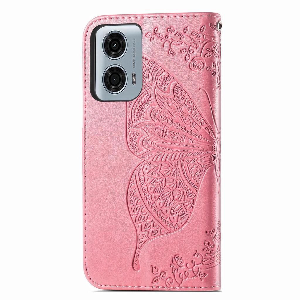 For Motorola Moto G24 Power Case Floral Butterfly PU Leather Flip Phone Cover