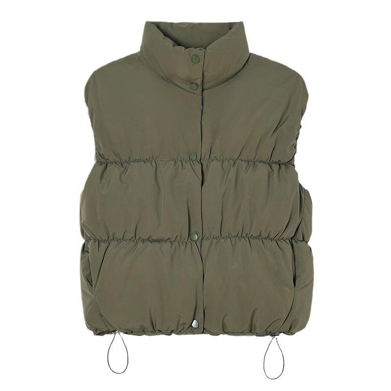 European and American wind cotton vest autumn and winter vest stand-up collar short cotton vest women's down cotton vest