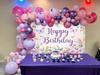 Purple Floral Happy Birthday Backdrop 7x5FT Watercolor Butterflies Flowers Ph...
