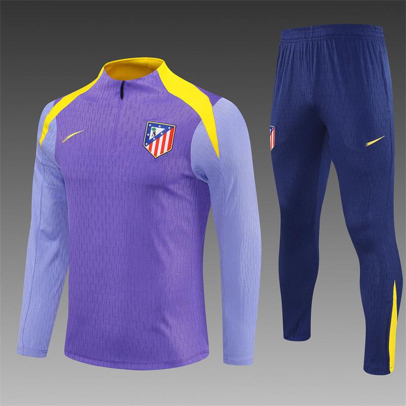Atletico Madrid Football Suit, Long-Sleeved Half-Pull Warm-Up Before Autumn And Winter Games, Children'S Summer Short-Sleeved Training Suit
