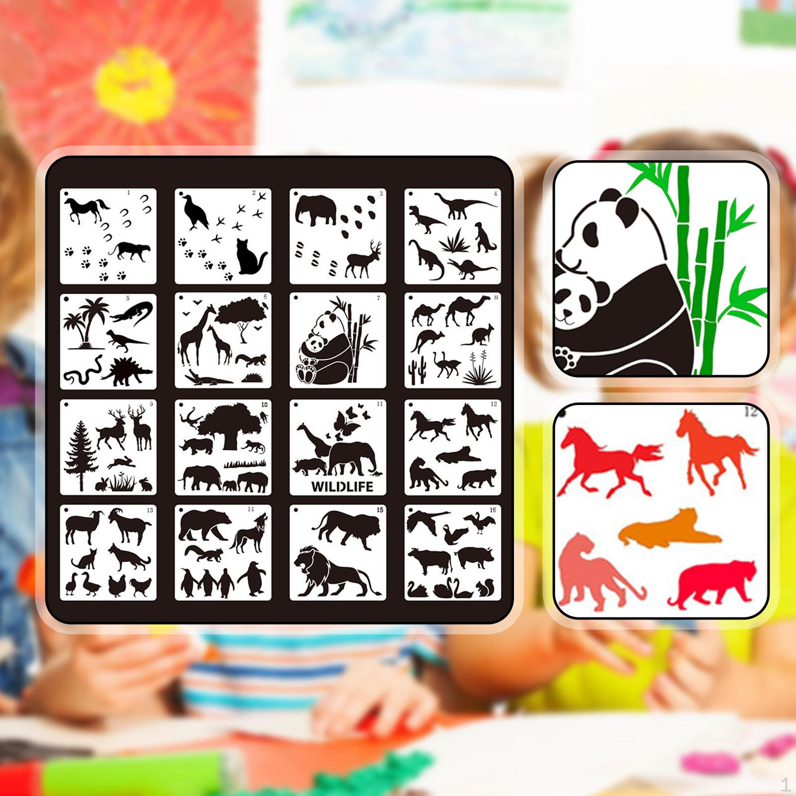

16x Animal Stencils Drafting Tool Drawing Supplies Lovely Stencil Painting Templates for