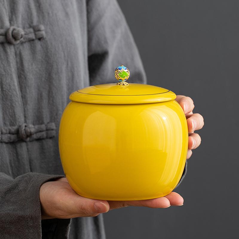 Ceramic Tea Caddy Food Sealed Cans Home Round Jewelry Cosmetic Storage Box Creative Coffee Bean Candy Nut Sealed Cans Home Decor