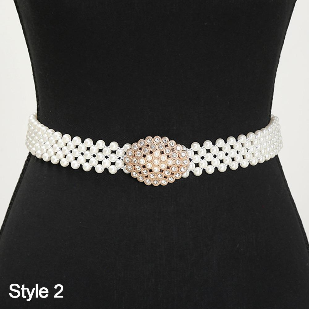 Ceinture simple à cordon de serrage avec élastique à la taille et perle pour femme