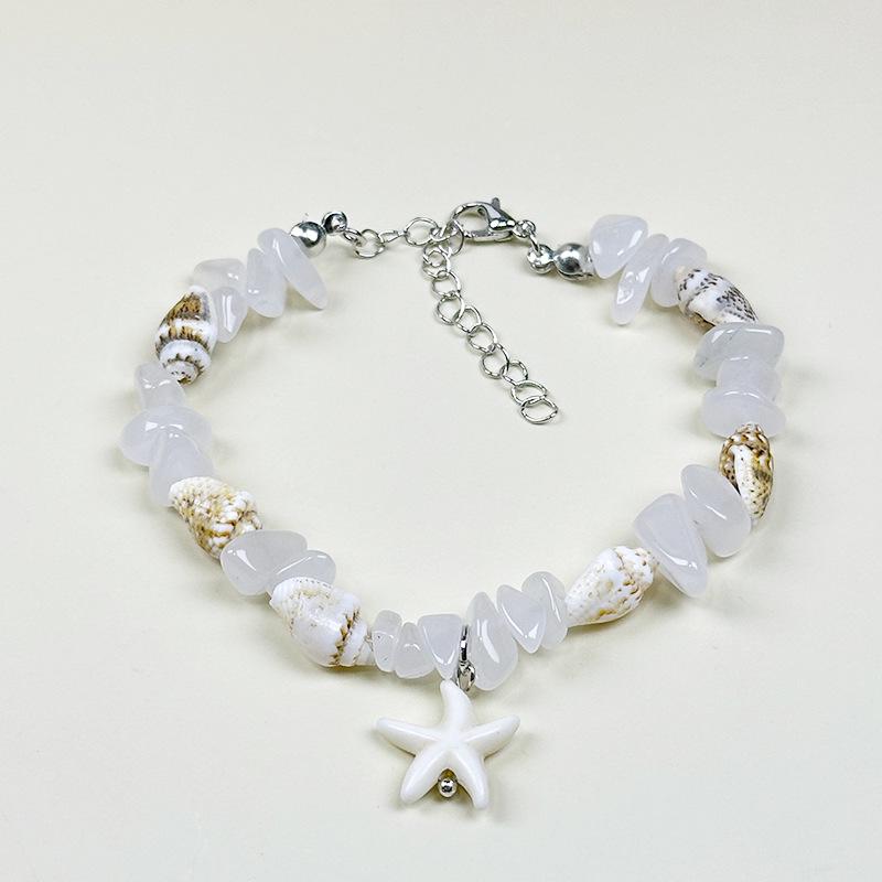 Handmade Seashell & Crushed Stone Bracelet with Lobster Clasp - Perfect Summer Travel Souvenir