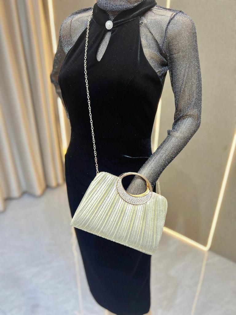 Elegant Pleated Evening Crossbody & Handbag for Weddings and Parties