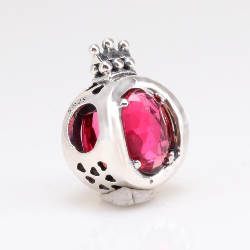 Autumn Transparent Shining Crown Necklace: Women’s Silver-Plated Charm with Blue Beads Size Y884 2#