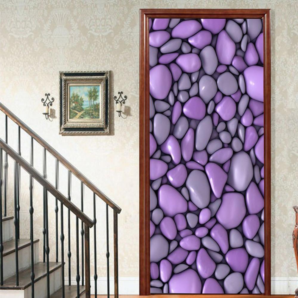 

1 шт. Виниловая наклейка на дверь с галькой и пейзажем для спальни, домашнего декора, самоклеящаяся, съемная, настенная наклейка, для реновации двери, водонепроницаемый постер 40x120cm