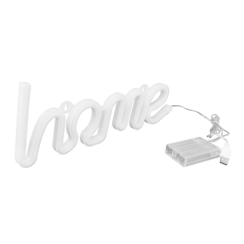 LED Neon Light Unique HOMEPattern Wall Sign Lamp Proposal Wedding Party Bar Decoration(White )