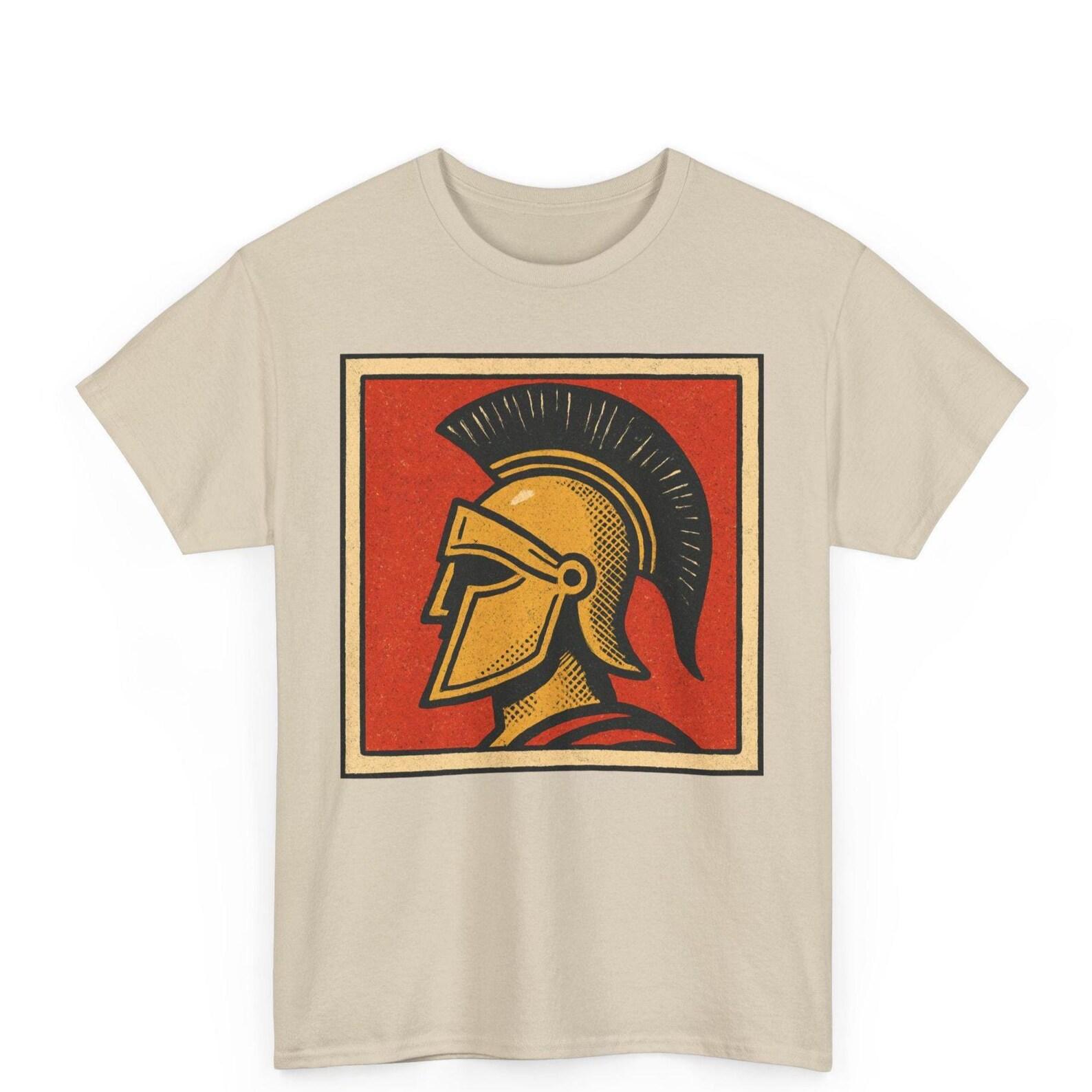 Spartan Comic T-Shirt: Retro Greek Warrior Graphic Tee S