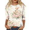 Women's Fashion Casual Sleeve Easter Elements Print Round Neck Top