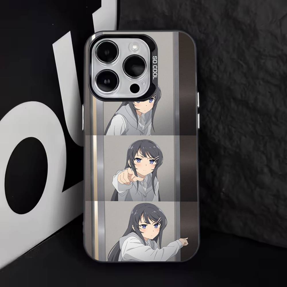 Anime Mai Sakurajima Phone Case For iPhone 16,15,14,13,12,11,8,7,Pro,Max,Plus,Mini,XS,SE Anti Fall Black Matte Hard