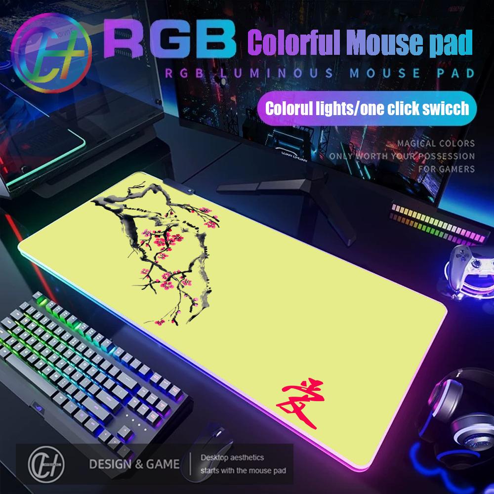 Kersenbloesem Ai Muismat, Minimalistische Japanse Bureau Decoratie RGB Gaming Muismat Bureau Mat HD Gamer Groot LED Licht XXL