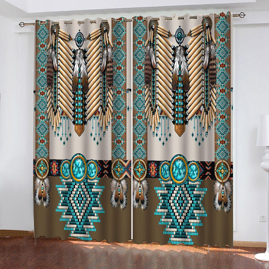 Blackout Curtains 3D Indian Pattern Prints Home Decoration Sun Shade Curtains 2 Panel Living Room Bedroom Window Decoration