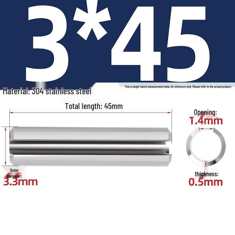 304 Stainless Steel Slotted Spring Pin, Cylindrical Shaft Pin, Locating and Hollow Pin (M5-M12)