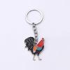1Pc Metal Creative Oil Painting Chicken Rooster Keychain Bag Pendant For Decoration Car Key Ring Cock Key Holder