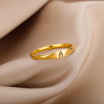 Winzige Initialen Ringe Für Frauen A-Z Buchstabe Finger Edelstahl Ring Ästhetischer Hochzeits Schmuck Geschenk Bijoux Femme