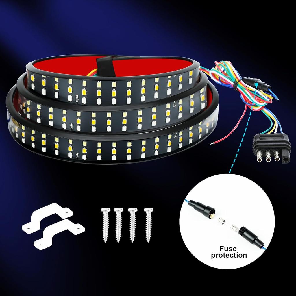 YUGUANG 60 Inch Truck Tailgate Light Bar, Triple Row LED Tailgate Light Strip With Brake Reverse Sequential Turning Signals Strobe Lights