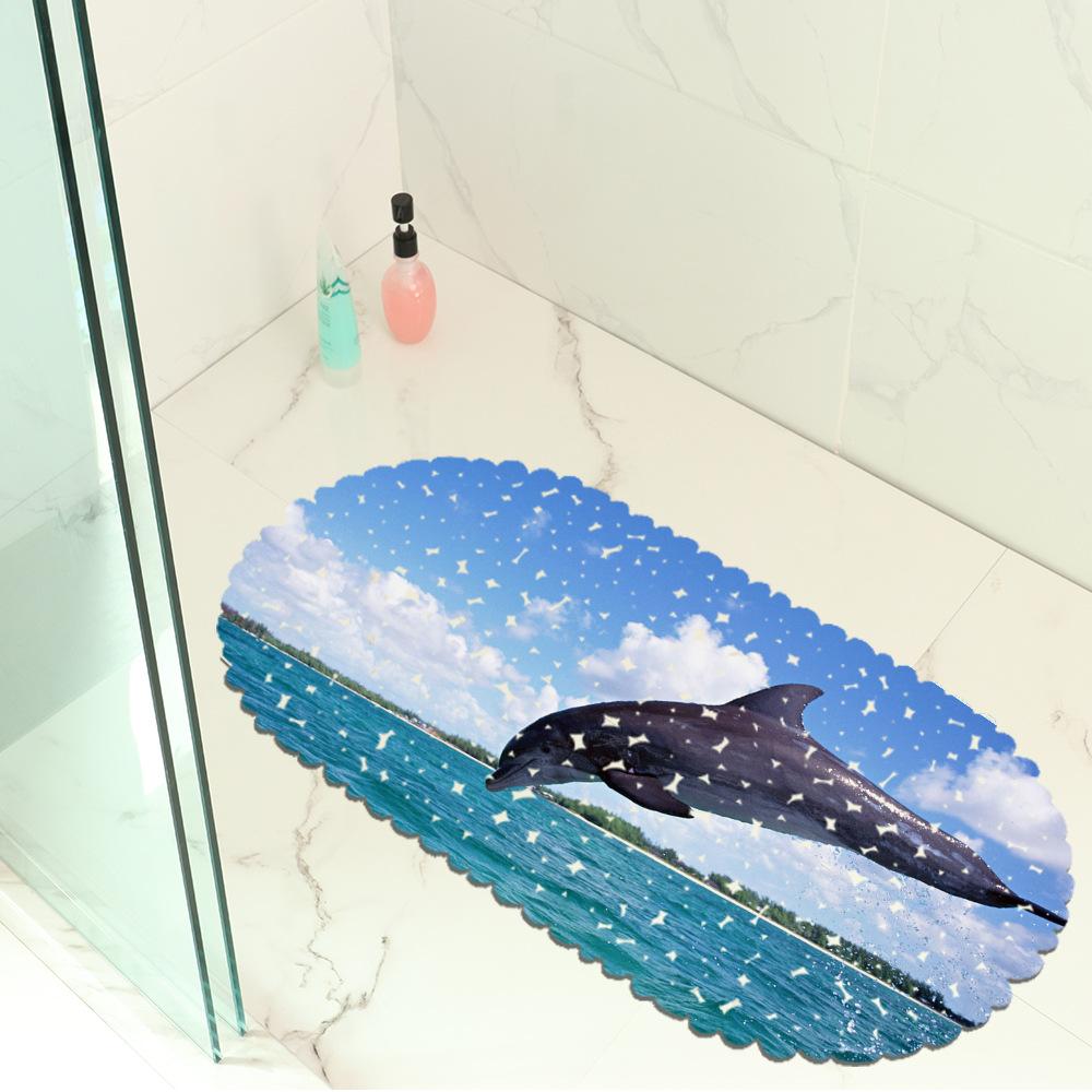 Dolphin Jump Map Balcony Bathroom Mat Hydrophobic Non-Slip Door Mat Swimming Pool Public Places Non-Slip Floor Mat