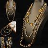 Pearl and Shell Beaded Long Necklace Vintage Three Layers Necklace Antique Necklace  Women Girls