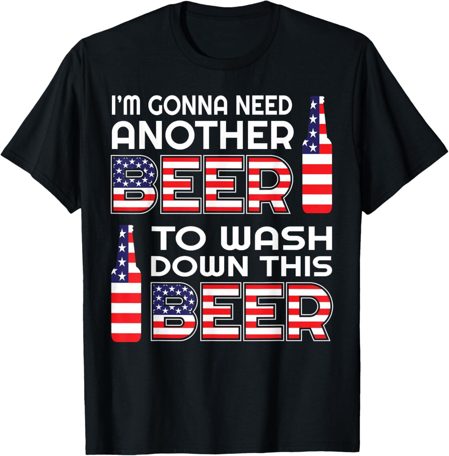 Funny Beer Drinking USA Flag 4th of July T-Shirt T Shirt S