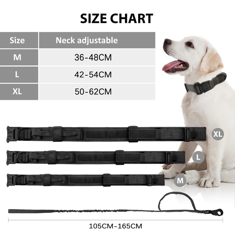 Tactical Dog Collar Leash Set Nylon Material Durable Dog Collar Reflective Leash Pet Training Dog Collar Large Dog Leash Set