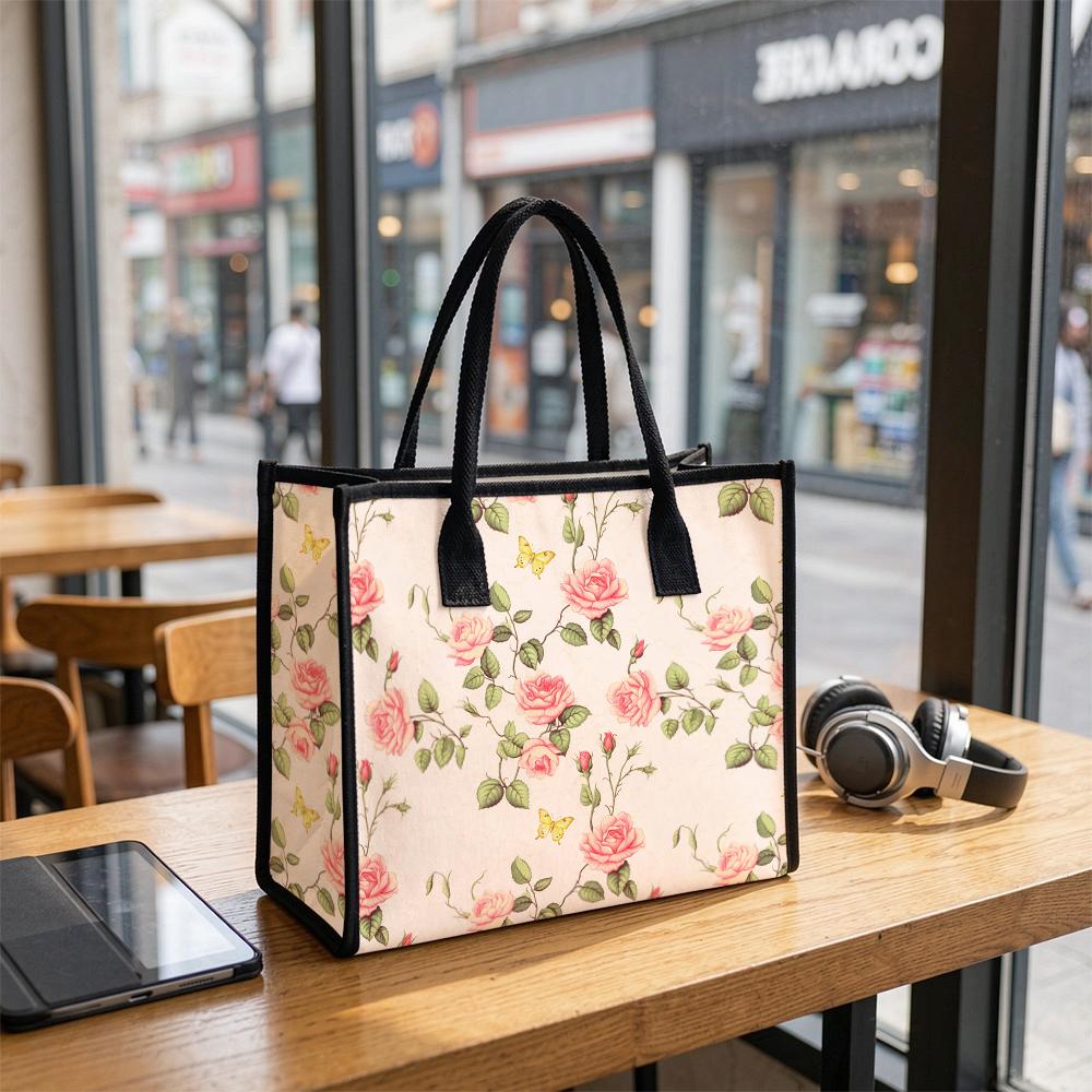 Floral Tote Bag Stylish Casual Handbag for Daily Use Lightweight Shoulder Bag