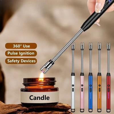 360° Use Long Hose Electric Pulse Plasma USB Arc Lighter Home Candle Kitchen Gas Stove Windproof Flameless Safety Ignition Gun