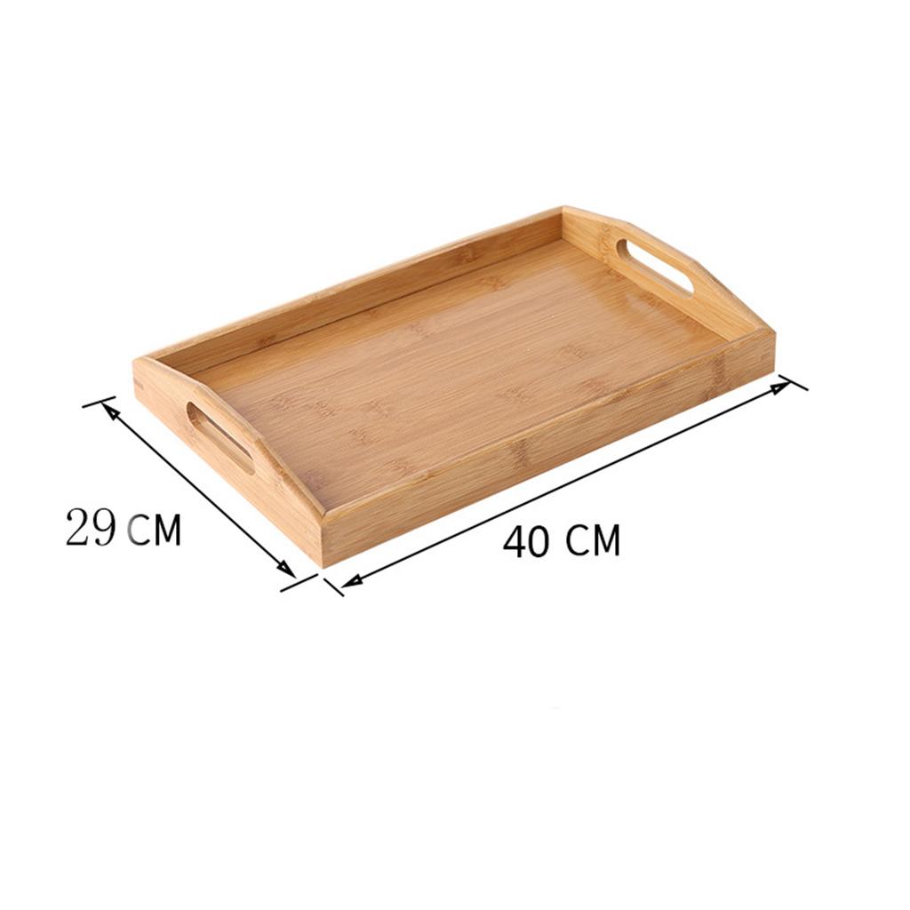Bamboo Rectangular Cup Tray Tableware Holder Fruit Bread Dessert Tea Food Tray with Handle Dinner Serving Tray