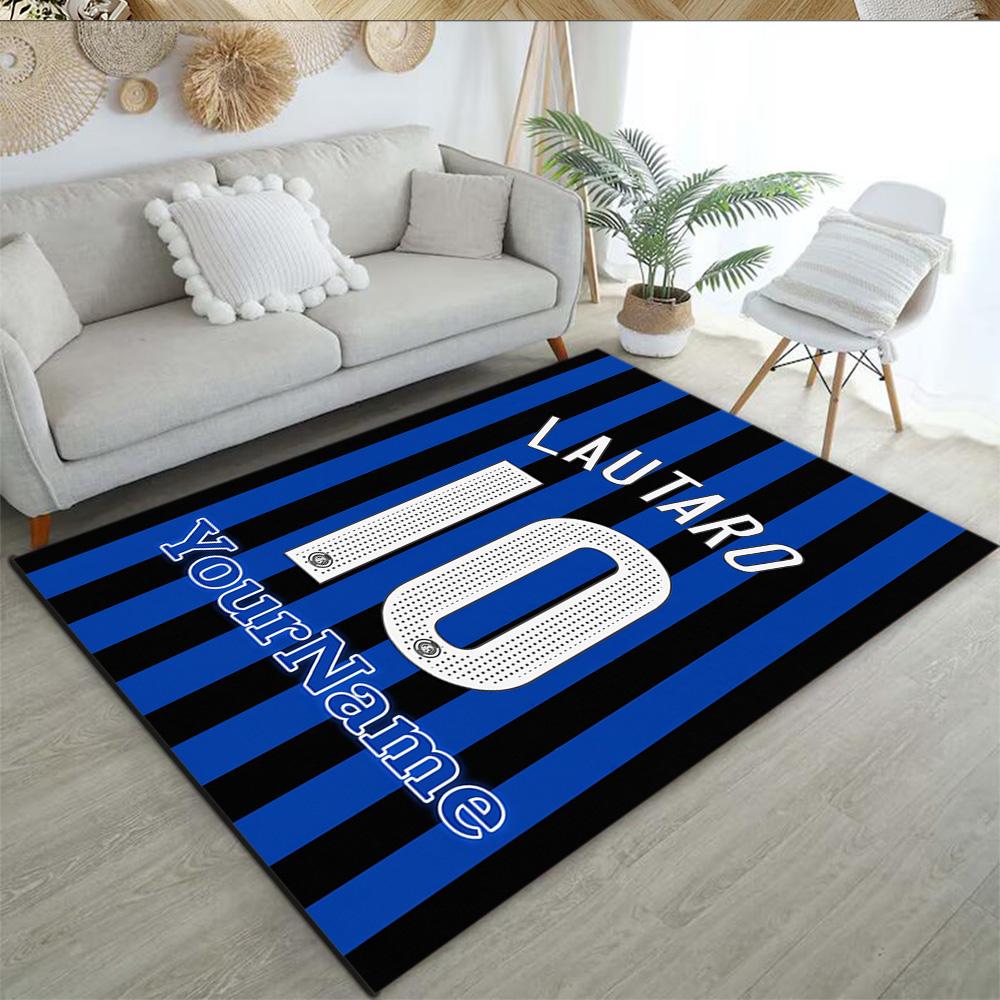 Inter Milan Customizable Name Area Rug Perfect for Study room Game Room Dormitory Balcony Anti-slip Rug Office home decor Best for Christmas