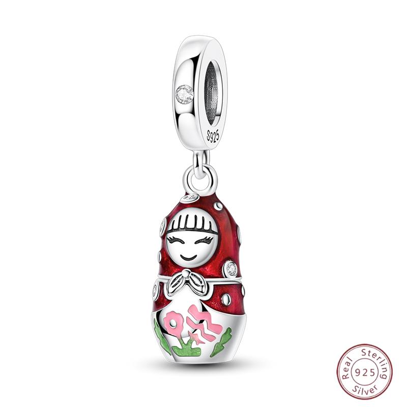 New Original Charm Bead Pendants Copper Crown Strawberry Perfume Gold Bow Fit Bracelet Necklace Women Jewelry