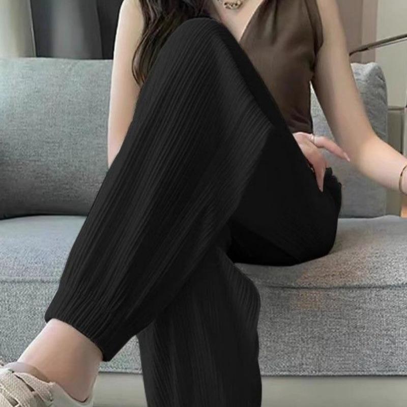 Ice Silk Sweatpants for Women In Summer Thin Small People Solid Color Tying Trousers Casual Loose Sun Protection Drooping Pants