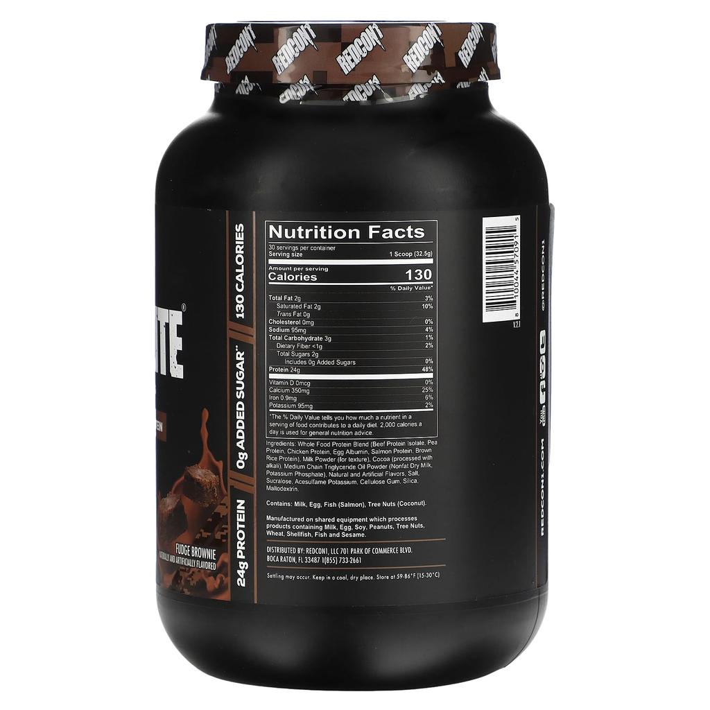 Redcon1, Mre Lite, Whole Food Protein, Fudge Brownie Flavor, 975G (2.15Lb)