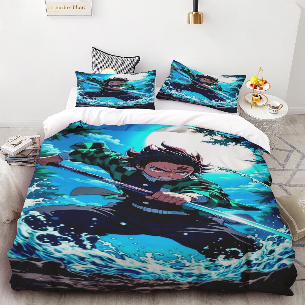 Duvet Cover Kamado Nezuko Demon Slayer Bedding Set Set Bedspread Pillowcase King Queen Full Single Size Bed Linen Kids Teen Gift