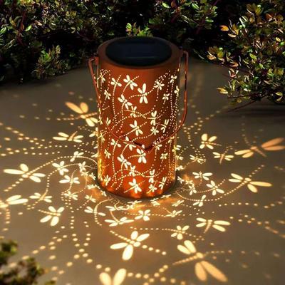 Solar Outdoor Hanging Lights, Dragonfly Hollow Decorative Lights, IP65 Waterproof Courtyard LED Garden Lights, Exquisite Courtyard