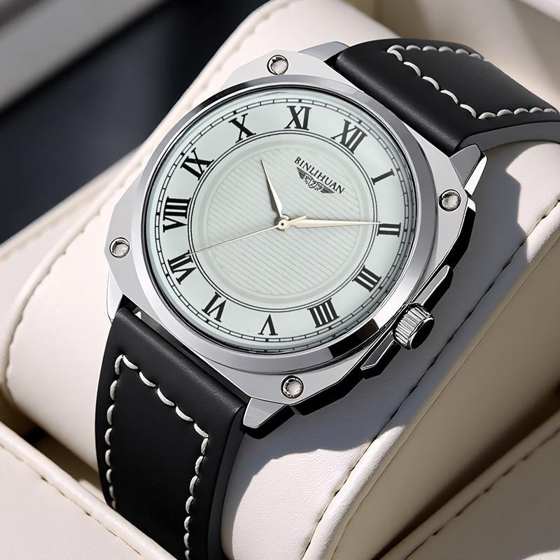 Мужские часы JYL Деловые Повседневные Циферблат Кожаный ремешок [Men s Black] античный бронзовый