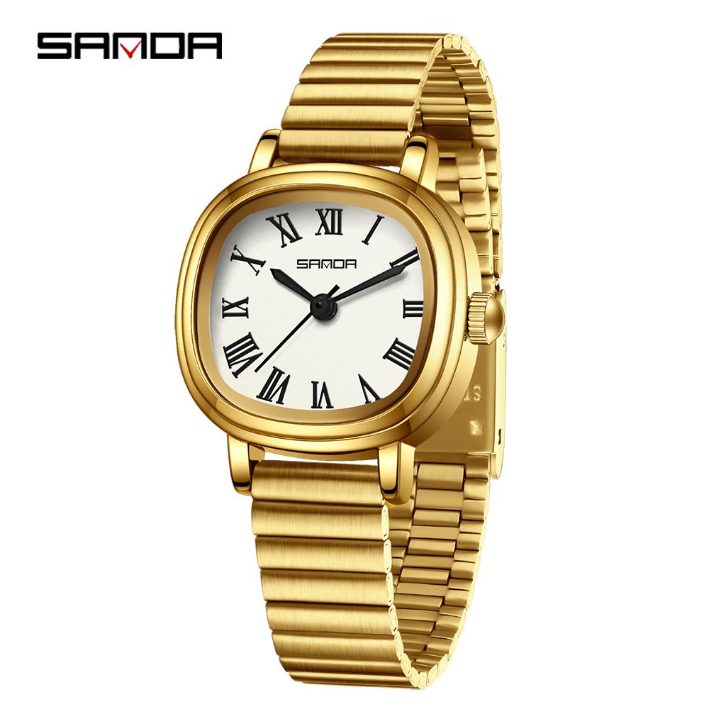 SANDA Top 1137 Women's Quartz Watch Fashionable and Elegant Rose Gold Minimally Roman Digital Women's Quartz Watches