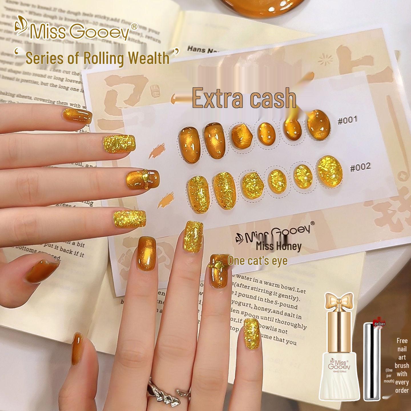 Miss Honey Cat Eye Glitter Gel Polish - New Year 2026 Wealth Whitening Series