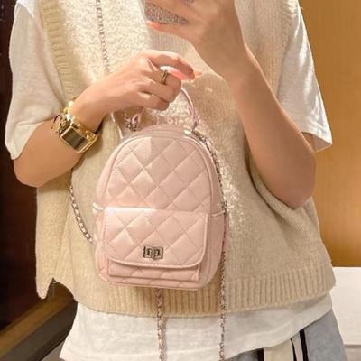Fashion Leather Small Backpacks High-end Rhombic Sewing Women's Shoulder Bags Versatile Large Capacity Chain Handheld Handbags