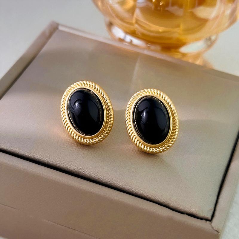Vintage Metal Alloy with Big Stone Geometric Dangle Earrings for Women Fashion Jewelry Personality Earrings Accessories
