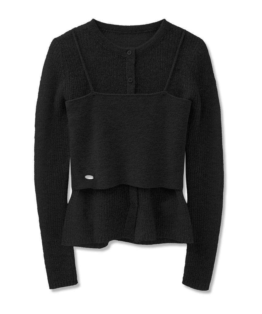 VIVACIOUS Bustier Layered Set Knit Cardigan_5 Colors